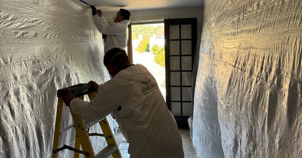 Smoke staining on interior walls after a house fire