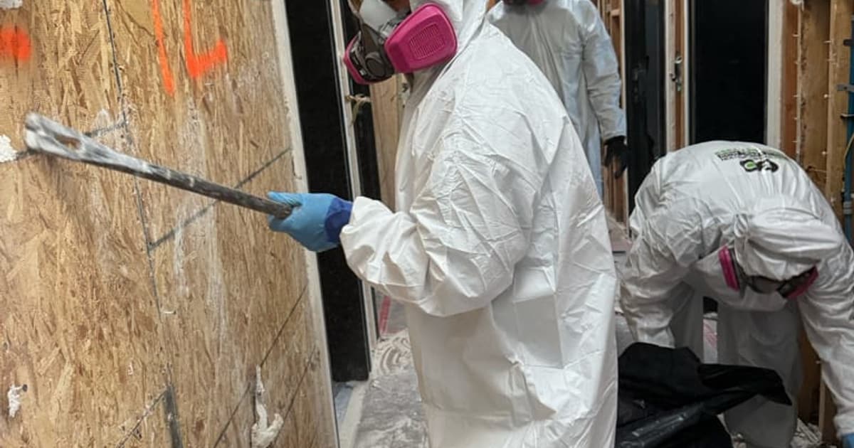 Discoloured drywall showing mold growth